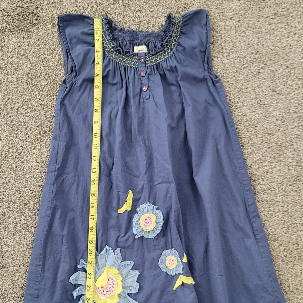 Mini Boden Blue Lined Dress with Flowers Size 7-8 - Picture 6 of 10